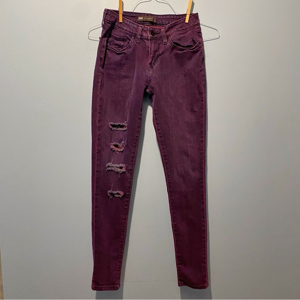 Levi's Purple Skinny Jeans with Distressed Details